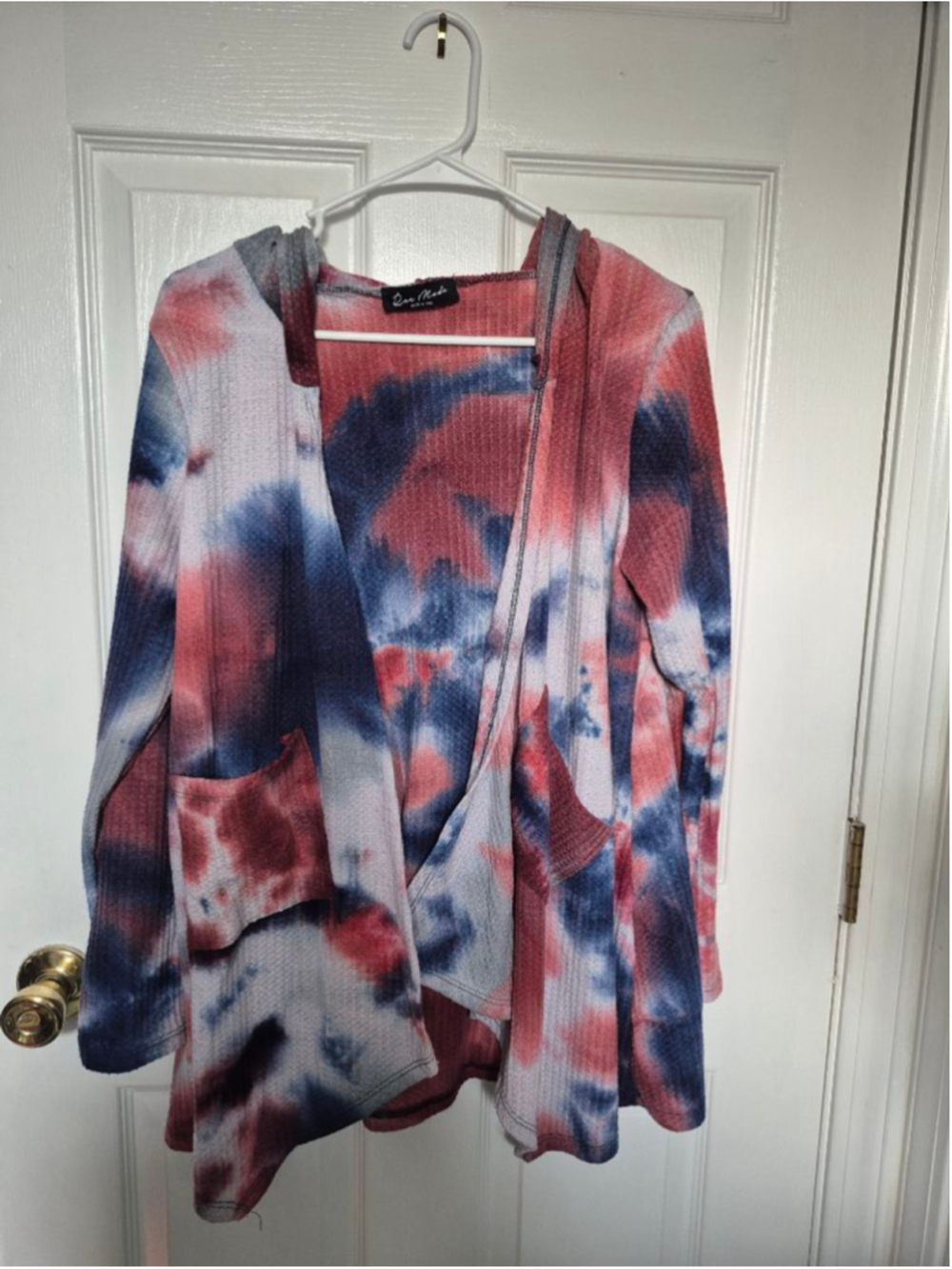Women's Rae Mode Tie-Dye Cardigan S Red Blue